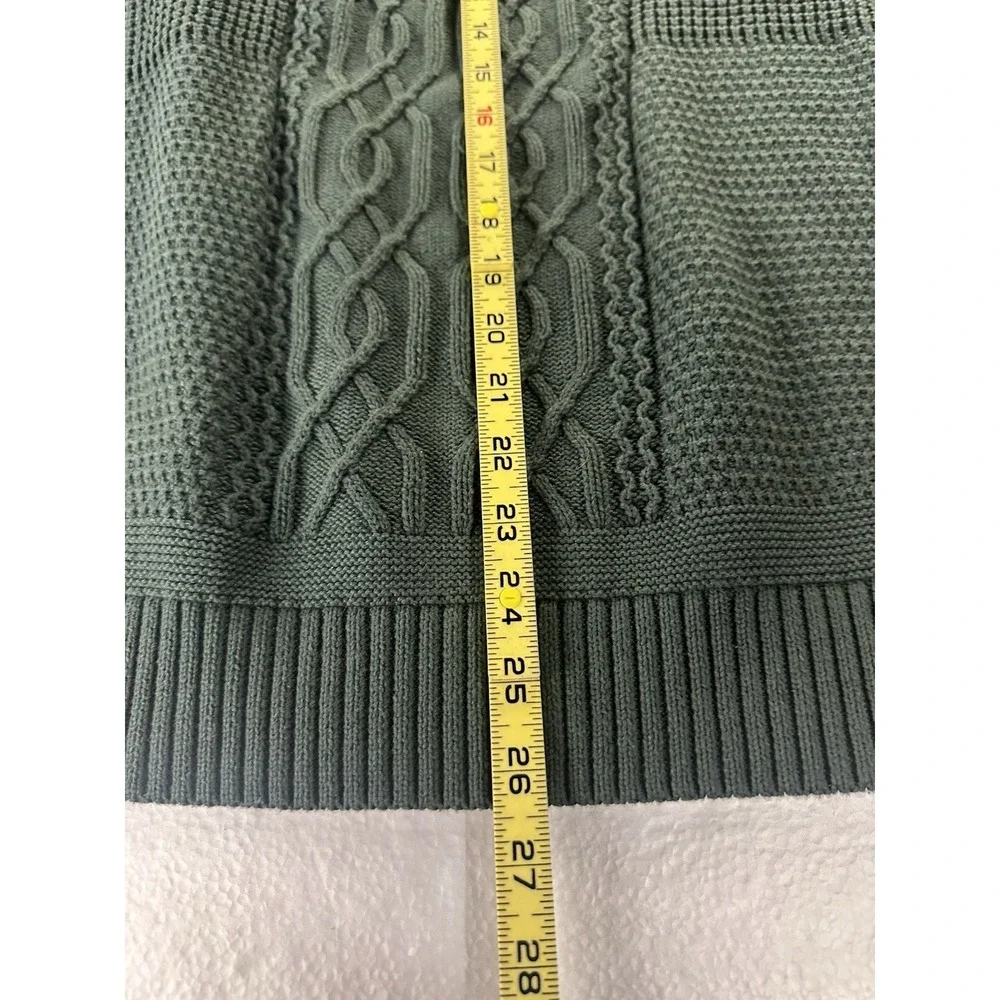 Ben Sherman Sweater‎ Men Medium Green Cable-Knit Long Sleeve Sweatshirt Pullover